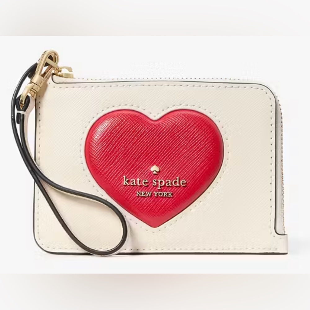 kate spade New York NWT Madison Puffy Heart ❤️ Small Card Holder Wristlet - Picture 1 of 2
